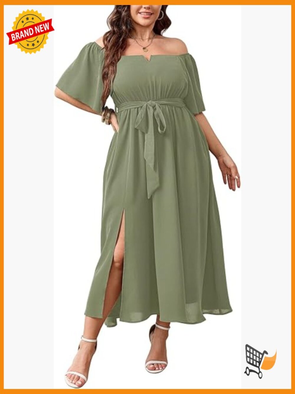 Plus Size Off Shoulder Formal Maxi Dress with Pockets
